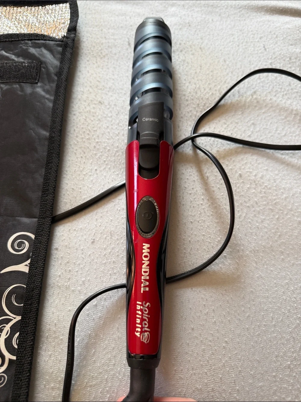 Mondial Red and Black Spiral Hair Curler with Heat Pouch